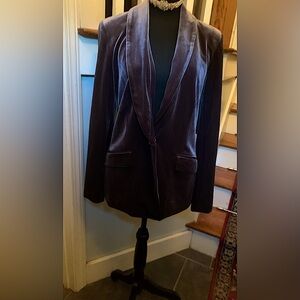 INC Womens Jacket Velvet Blazer Single Button Charcoal Sz: SmNEW $89